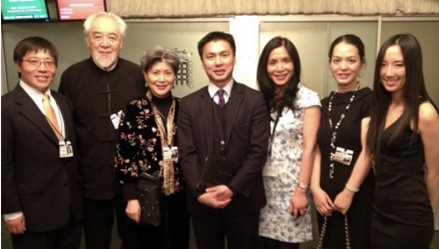 Figure 8: Lord Wei (centre); Dr. Shan Sheng (单声博士) (second from left); Shan Gui Qiulin (third from left) (桂秋林); Li Xuelin aka Lady Bates (李雪琳) (third from right); and Huang Ping (黄萍) (second from right); and Wang Changnan (王昌南) (first left), President of the Chinese Association of Financial Executives in the UK (英国金融家协会) attend the CIBL ‘Chinese New Year Reception’. 